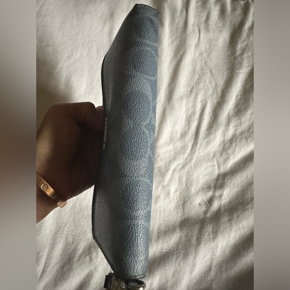 Coach Blue Signature Pattern Wallet - Picture 4 of 11